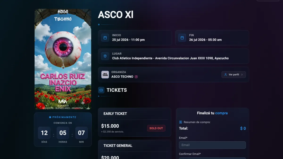 Event detail and ticketing