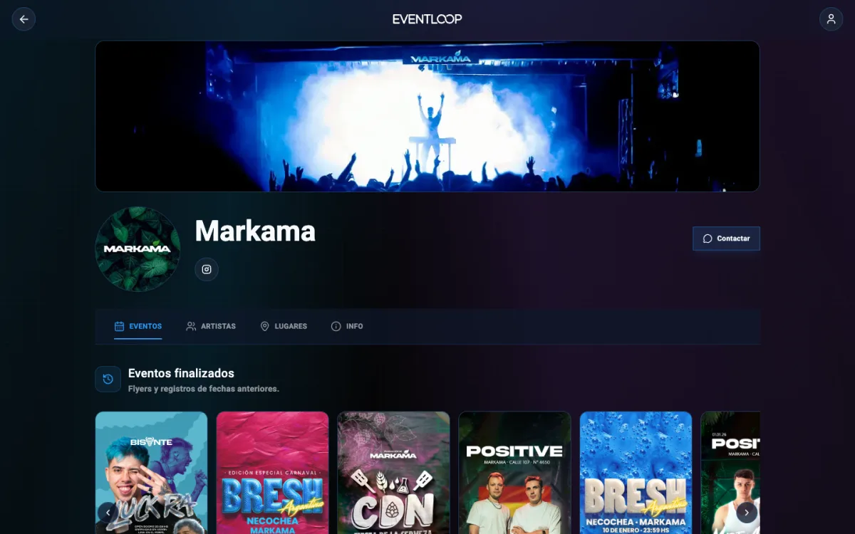Live producer profile on markama.ar