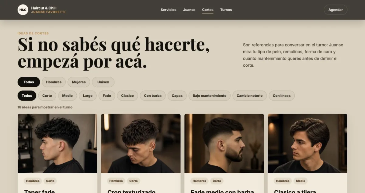 Filterable haircut catalogue